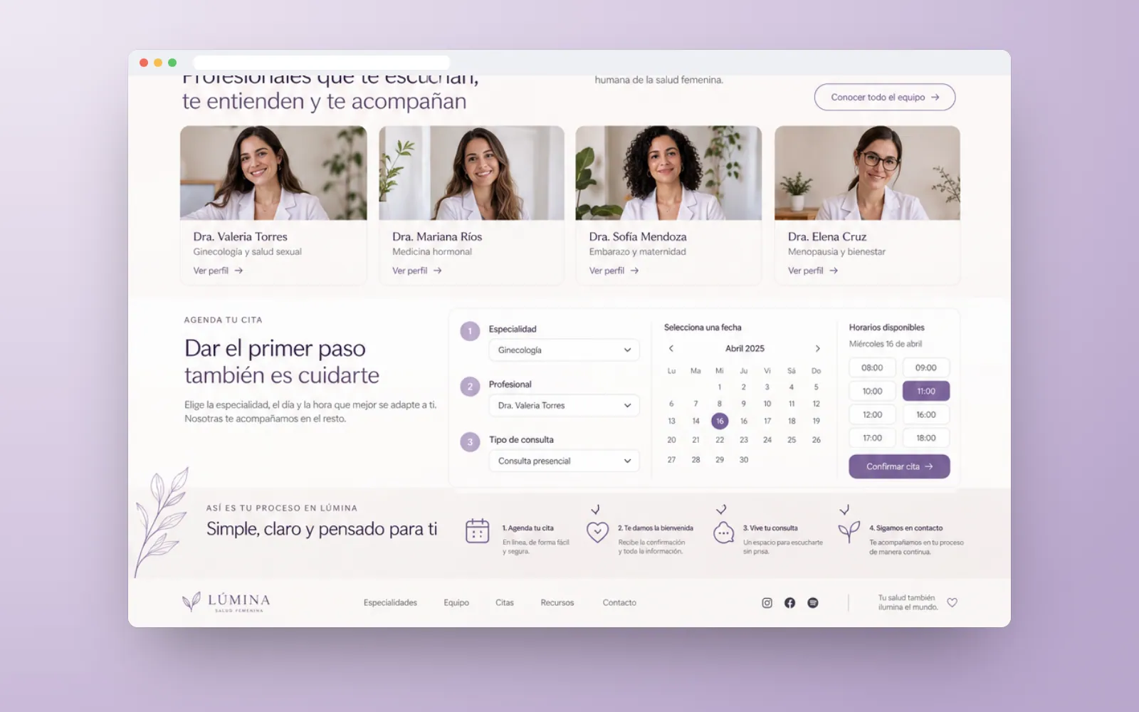 Agenda de citas con calendario y horarios disponibles