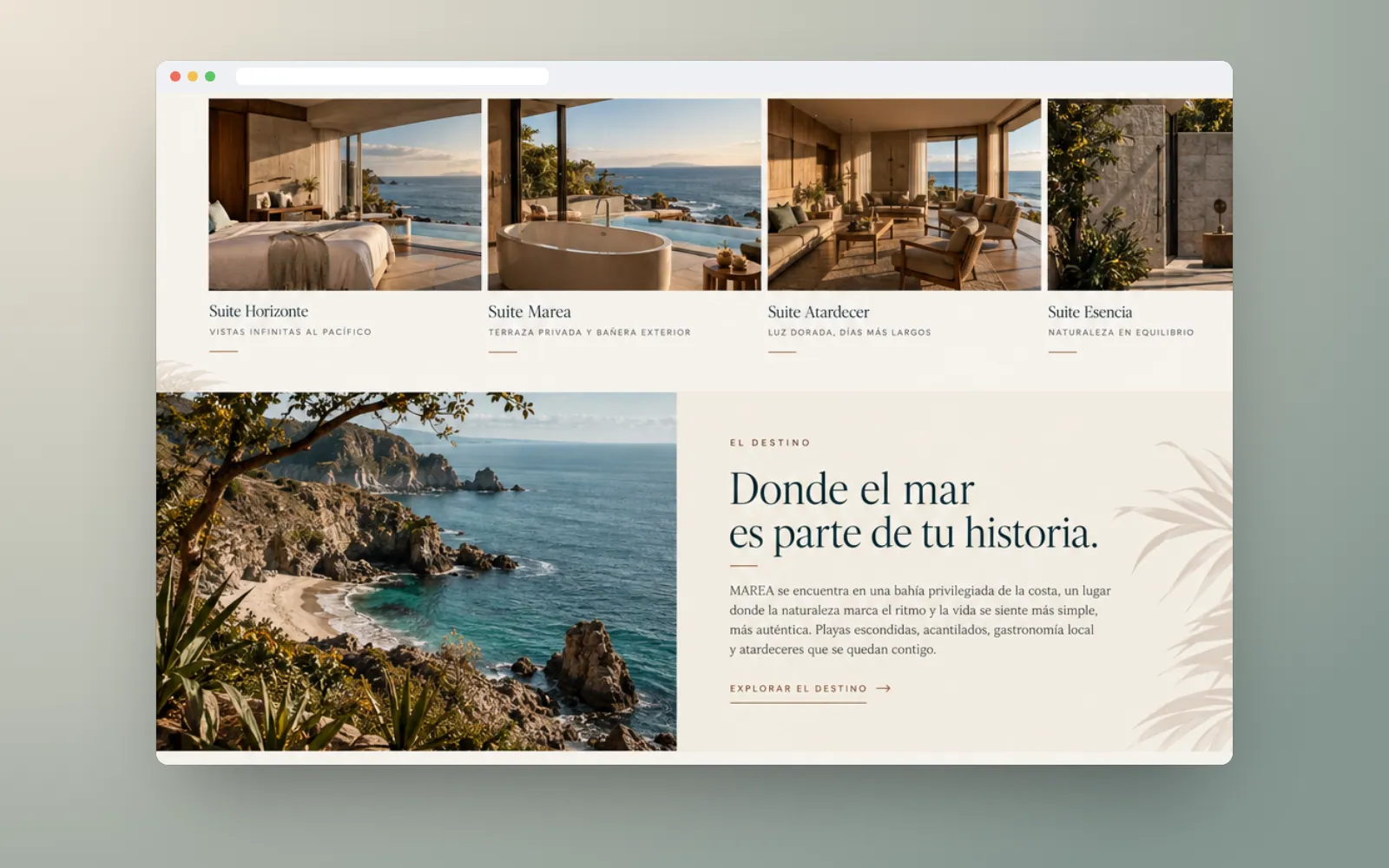 Suites del hotel y sección del destino