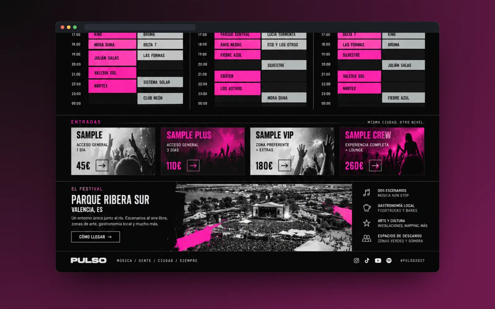 Entradas, ubicación y servicios del festival